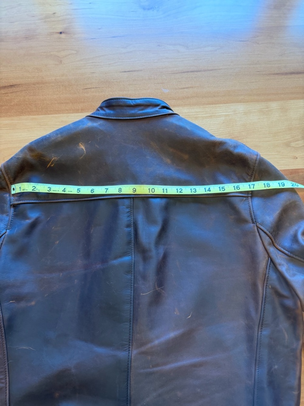 Schott Men's Brown Distressed Leather Jacket. Racer style - Picture 4 of 9